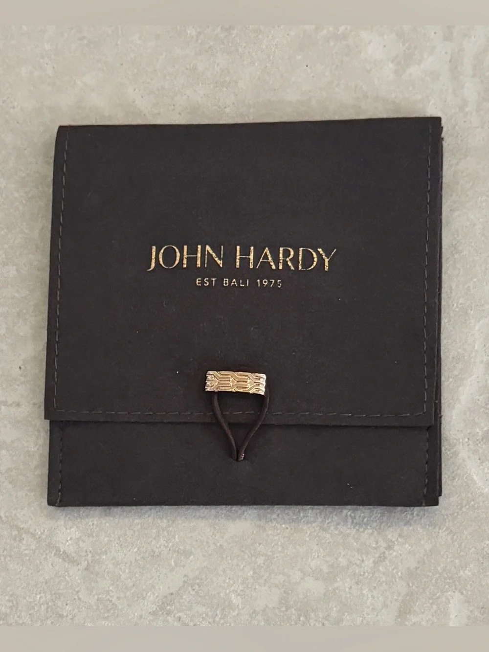 John Hardy Black Leather Jewelry Pouch with Gold Detail (4 x 4) - Picture 3 of 5